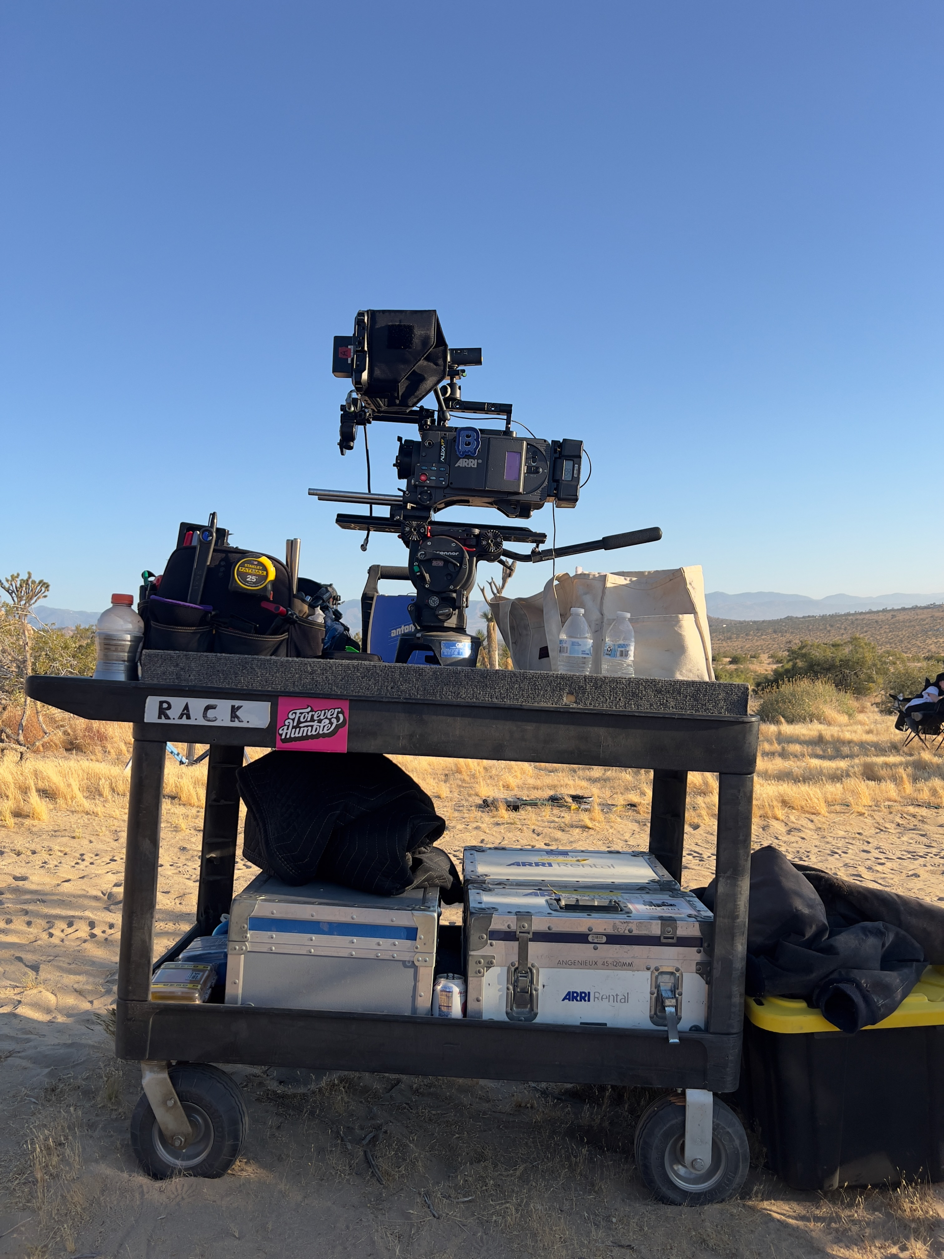Camera Cart full of accessories in the Desert